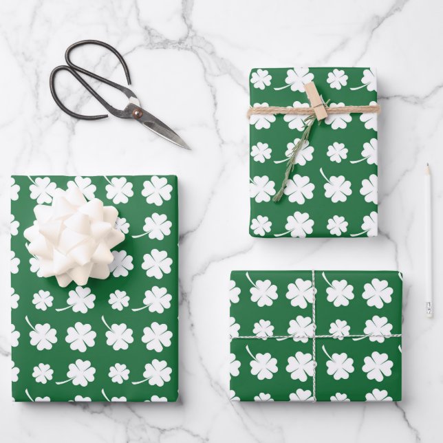 Cool Saint Patrick's Day tiled clovers  Wrapping Paper Sheet (Front)