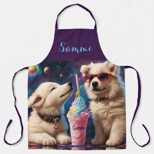Cool Samoyed Puppies Outta this World Milkshake Apron