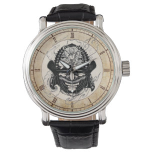 Cool  samurai demon mask helm tattoo watch