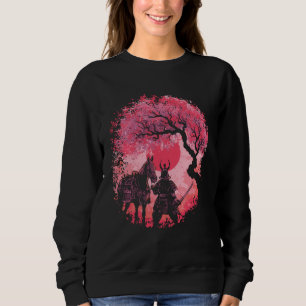 Cool Samurai Moon Cherry Blossom Tree Sweatshirt