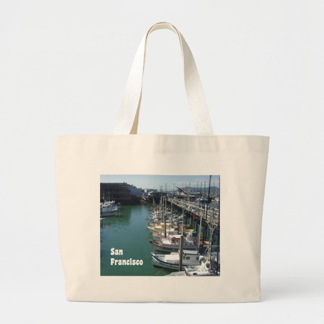 Cool San Francisco Docks Large Tote Bag (Front)