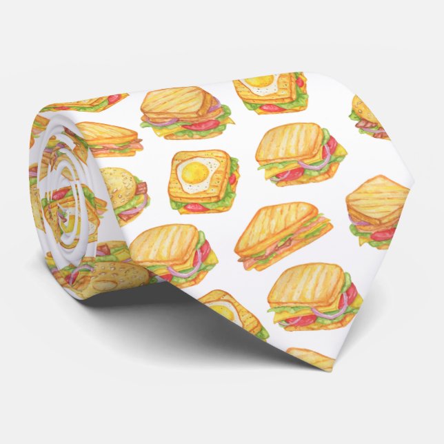 cool sandwich shop tiled pattern tie (Rolled)