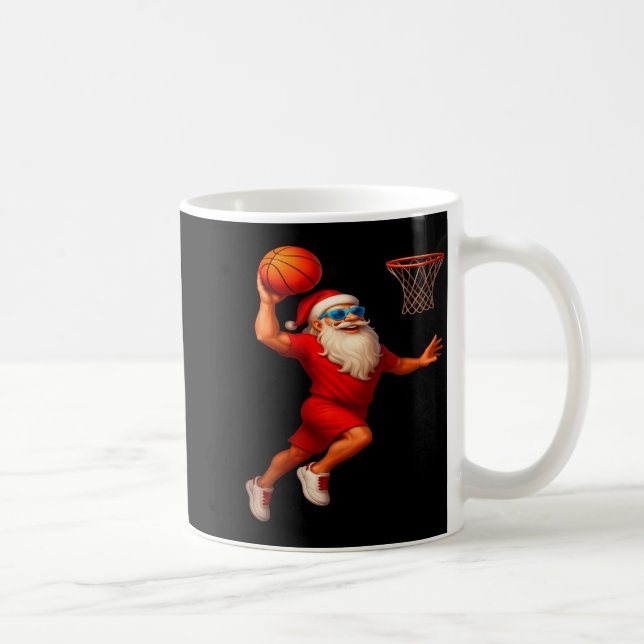 Cool Santa Basketball Player Dunking Xmas Christma Coffee Mug (Right)