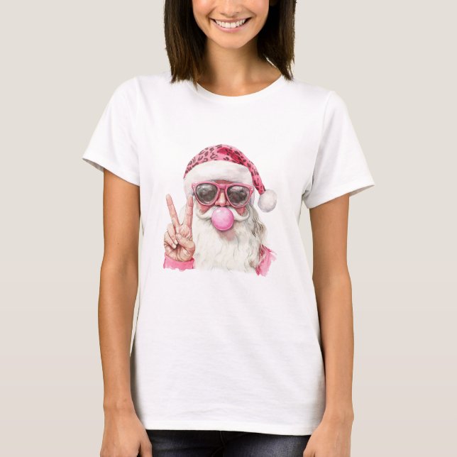 Cool Santa Blowing Bubble Gum T-Shirt (Front)