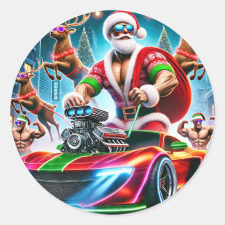 Cool Santa Classic Round Sticker