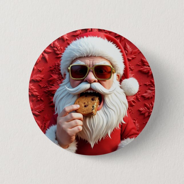 Cool Santa Claus 6 Cm Round Badge (Front)