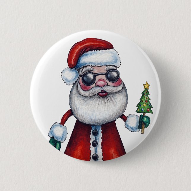 Cool Santa Claus 6 Cm Round Badge (Front)