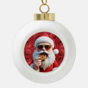 Cool Santa Claus Ceramic Ball Christmas Ornament