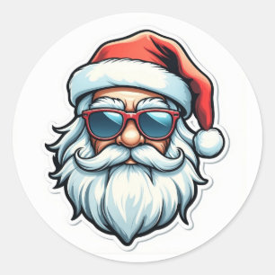 cool santa claus classic round sticker