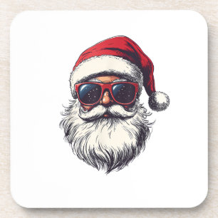 Cool Santa Claus Face Retro Sunglasses Christmas M Coaster