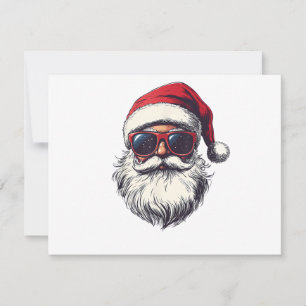 Cool Santa Claus Face Retro Sunglasses Christmas M Holiday Card