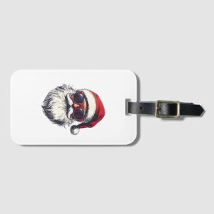 Cool Santa Claus Face Retro Sunglasses Christmas M Luggage Tag