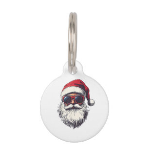 Cool Santa Claus Face Retro Sunglasses Christmas M Pet Tag