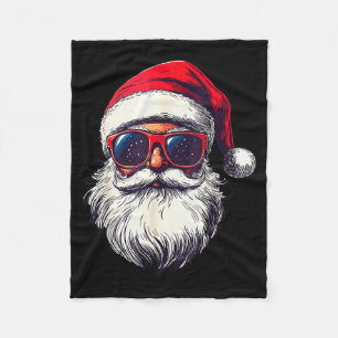 Cool Santa Claus Face Retro Sungles Christmas Men Fleece Blanket