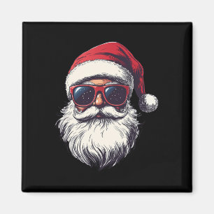 Cool Santa Claus Face Retro Sungles Christmas Men Magnet