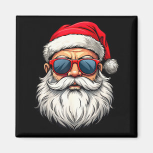 Cool Santa Claus Face Retro Sungles Christmas Men  Magnet