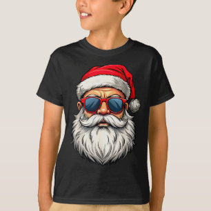Cool Santa Claus Face Retro Sungles Christmas Men  T-Shirt