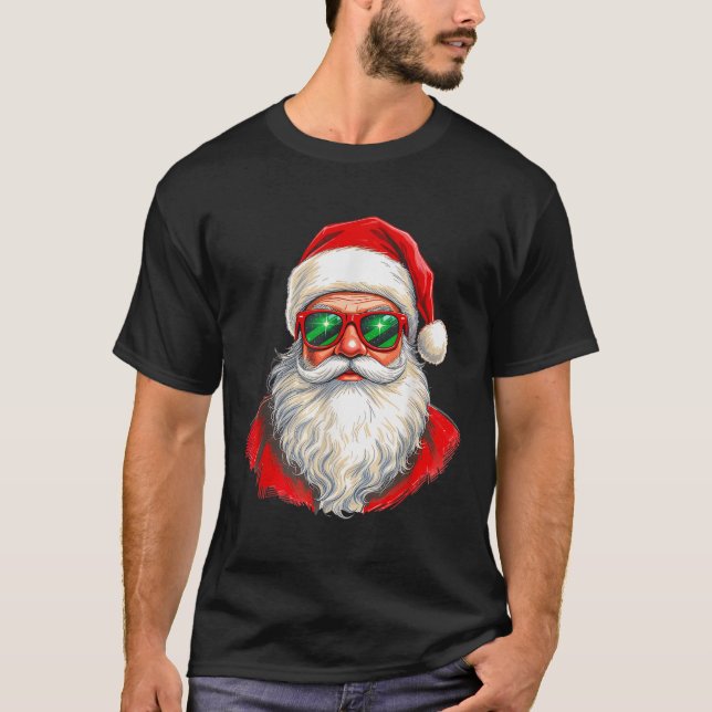 Cool Santa Claus Face Retro Sungles Christmas Men  T-Shirt (Front)