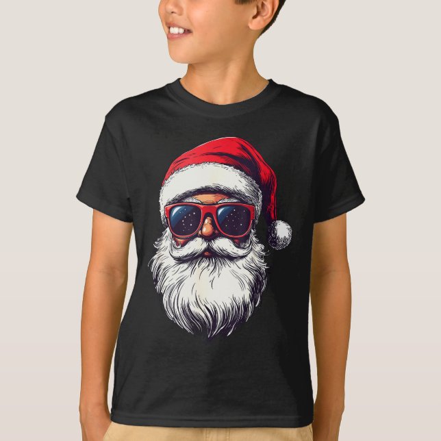 Cool Santa Claus Face Retro Sungles Christmas Men  T-Shirt (Front)