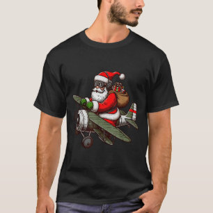 Cool Santa Claus Flying Airplane Pajama Christmas  T-Shirt