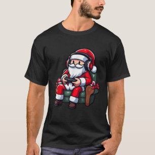 Cool Santa Claus Gamer Playing Video Games Christm T-Shirt