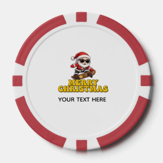 Cool Santa Claus Skateboarding Merry Christmas Poker Chips