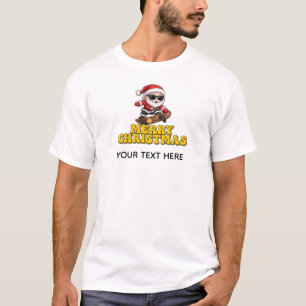Cool Santa Claus Skateboarding Merry Christmas T-Shirt