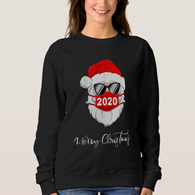 Cool Santa Claus With Mouth Guard Mask And Sunglas Sweatshirt (Front)