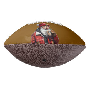 Cool Santa Drinking Iced Coffee Christmas Art Football