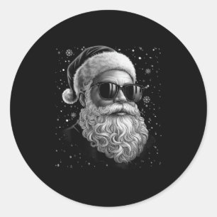 Cool Santa Face Beard &amp; Gles Christmas Funny M Classic Round Sticker