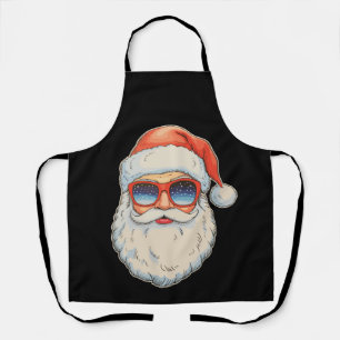 Cool Santa Face Retro Xmas Sunglasses Christmas Apron