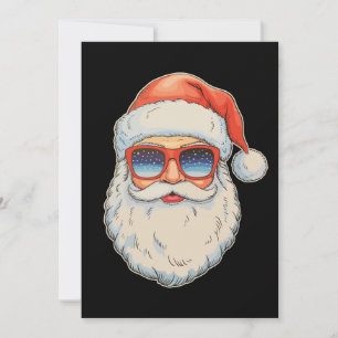 Cool Santa Face Retro Xmas Sunglasses Christmas Holiday Card