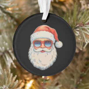 Cool Santa Face Retro Xmas Sunglasses Christmas Ornament