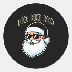 Cool Santa In Black Hat Sungles Graphic 2  Classic Round Sticker