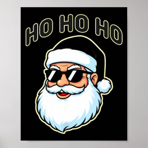 Cool Santa In Black Hat Sungles Graphic 2  Poster