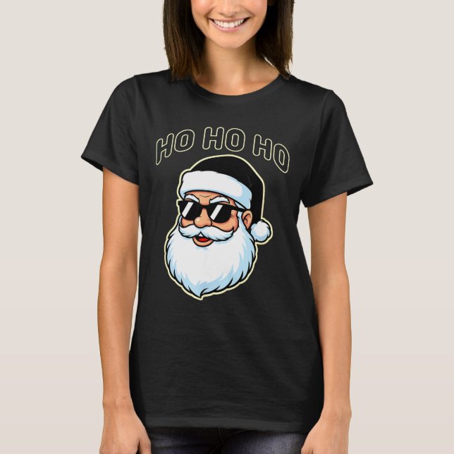Cool Santa In Black Hat Sungles Graphic 2  T-Shirt (Front)