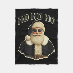 Cool Santa In Black Hat Sungles Graphic Fleece Blanket