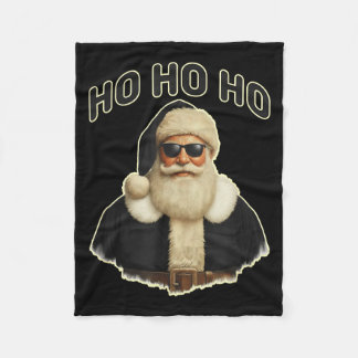 Cool Santa In Black Hat Sungles Graphic Fleece Blanket