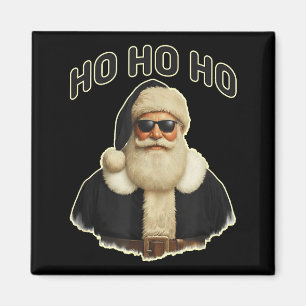 Cool Santa In Black Hat Sungles Graphic  Magnet