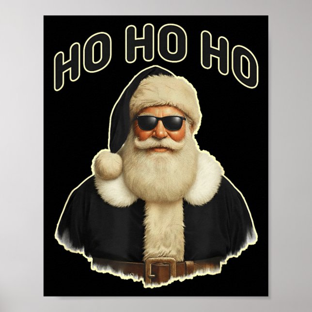 Cool Santa In Black Hat Sungles Graphic  Poster (Front)