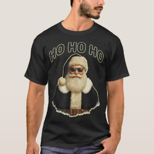 Cool Santa In Black Hat Sungles Graphic T-Shirt