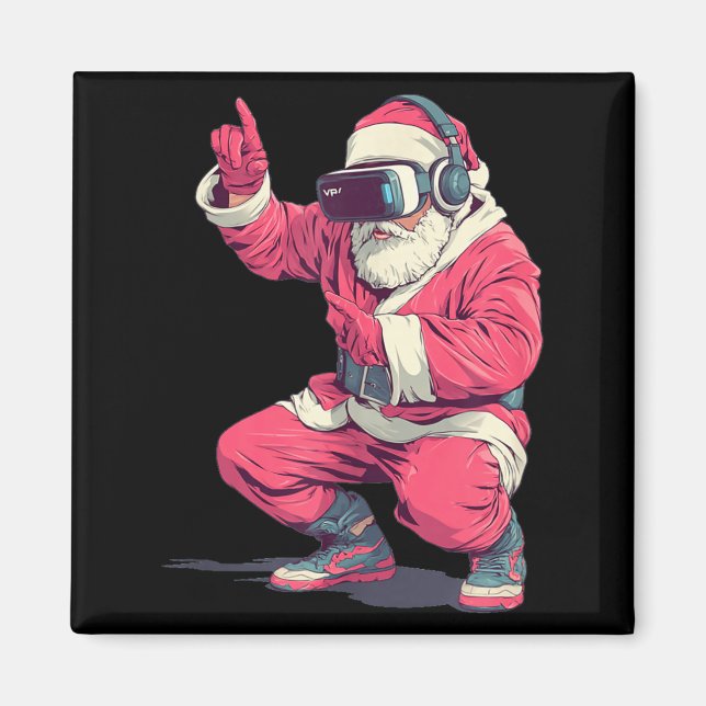 Cool Santa Moves With Vr Headset For Gaming Christ Magnet (Front)