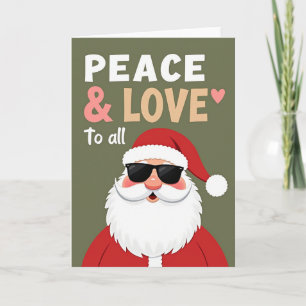 Cool Santa Peace Love Christmas Card