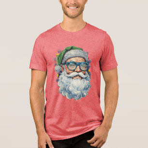 Cool Santa Tee: Shades & Ornaments Tri-Blend Shirt