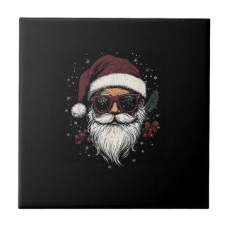 Cool Santa with Sunglasses Christmas Ceramic Tile