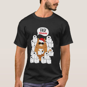 Cool Sarcastic Cat In Santa S Hat With Toilet Pape T-Shirt