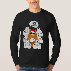 Cool Sarcastic Cat In Santa S Hat With Toilet Pape T-Shirt