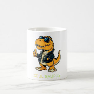 Cool Saurus Funny T rex Dinosaur on Coffee Mug