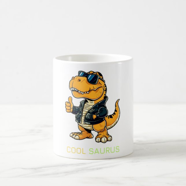 Cool Saurus Funny T rex Dinosaur on Coffee Mug (Center)