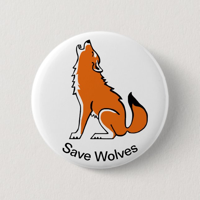 Cool Save WOLVES - Endangered animal graphic - 6 Cm Round Badge (Front)